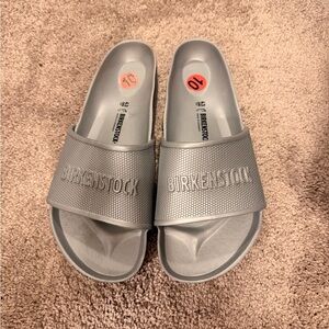 Birkenstock Silver Single-Strap EVA Slides